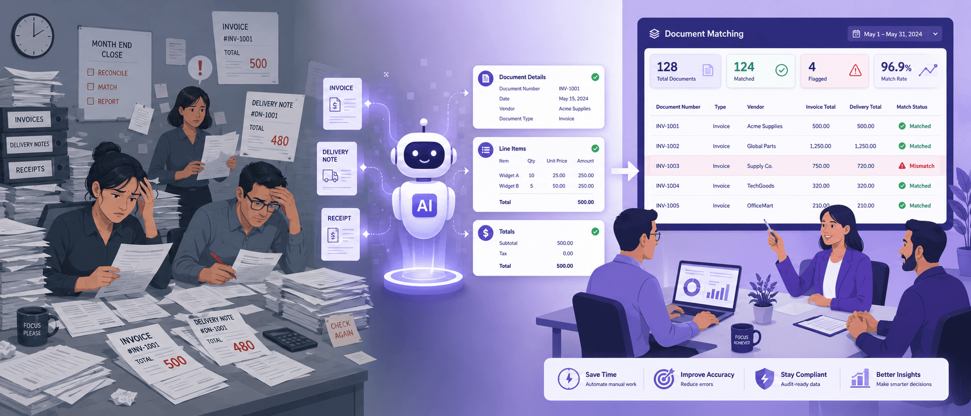 AI document matching invoices and delivery notes