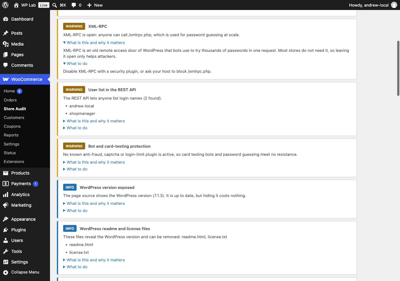 Store Audit for WooCommerce: A finding explained